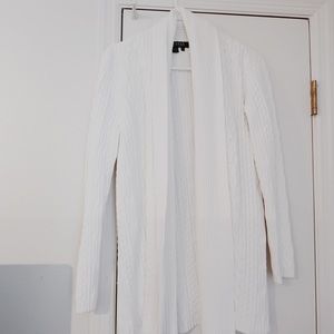 RALPH LAUREN Long White Knit Cardigan/Sweater
